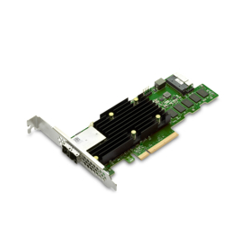 The MegaRAID 9500 series is the industry's first PCIe Gen4 RAID adapter series, providing PCIe Gen4 hosts and storage interfaces. The MegaRAID 9580-8i8e adapter is based on SAS3916 high port PCIe 4.0 x8 on-chip RAID (RoC), with performance twice that of previous generations of products. The 9580-8i8e uses Broadcom the third mock examination SerDes technology to run NVMe, SAS, or SATA devices in a single drive bay for unlimited design flexibility