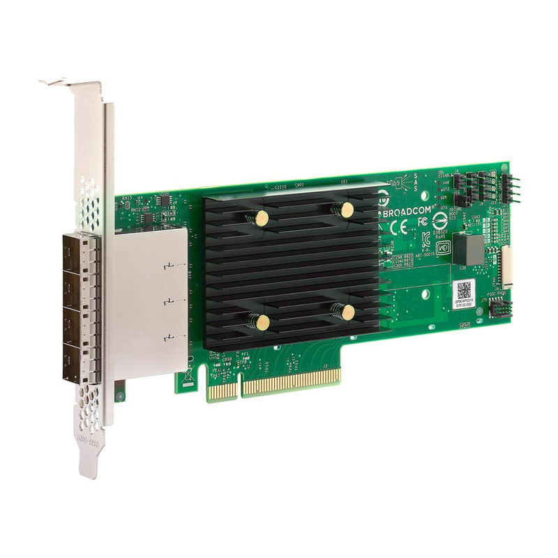 Broadcom 9600-16e, SATA, SAS, NVME, the third mock examination storage adapter, PCIe 4.0, x8 eHBA, external port, high performance, enhanced connectivity
